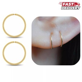 Small Gold 7mm Huggie Hoop Earrings for Women Tiny Thin 14K Yellow Gold