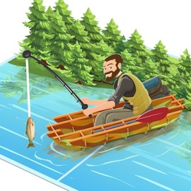 MOKIO® Pop Up Card - Fishing - 3D Birthday Card for Fisherman Fishing License or Fishing Holiday Greeting Card Birthday Card