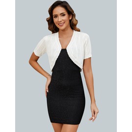 Totatuit Women Short Sleeve Cropped Cardigans Bolero Shrugs for Dresses Open Front Knit Sweater Jacket