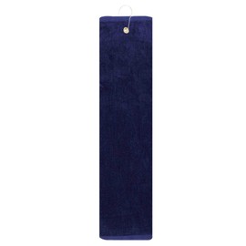 Navy Blue 100% Cotton Golf Towel Tri-Fold with Grommet & Hook for Golf Bag 15" x 18\