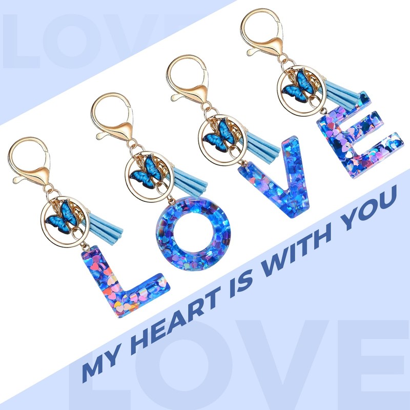 Fmeida Initial Letter Keychains for Women Cute Butterfly Key Chain