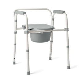 Medline Steel 3-in-1 Folding Commode, Includes Seat with Lid,  Each