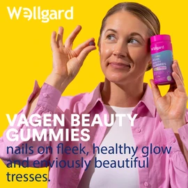 Wellgard Vegan Skin Hair and Nail Vitamins Gummies - Beauty Gummies with Biotin, Zinc, Vitamin A, Selenium, Hair Skin Nails Gummies