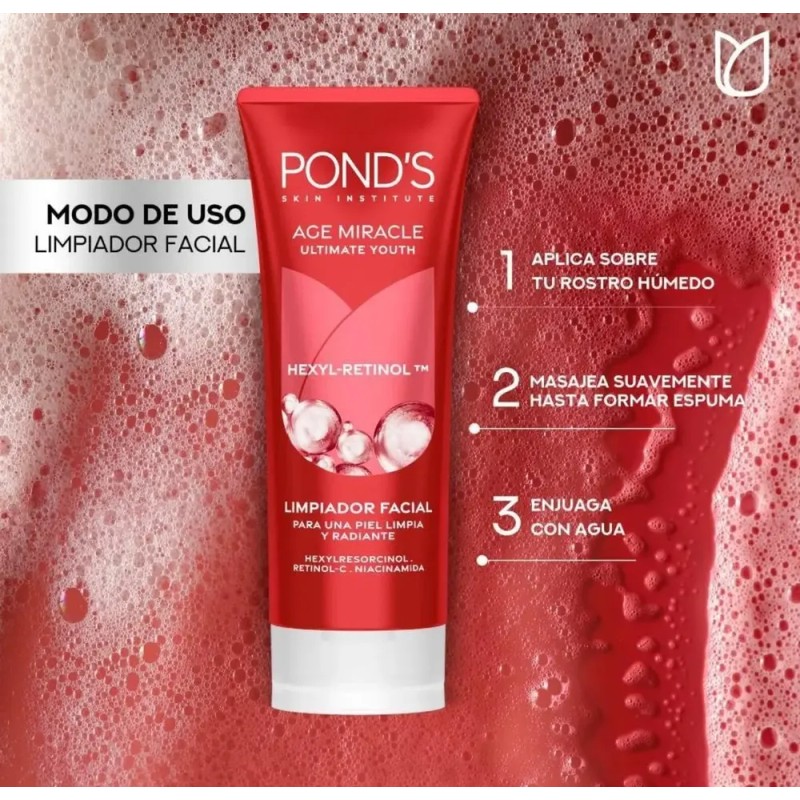 Pond's Age Miracle Limpiador Facial en Espuma con Hexyl-Retinol, 100g