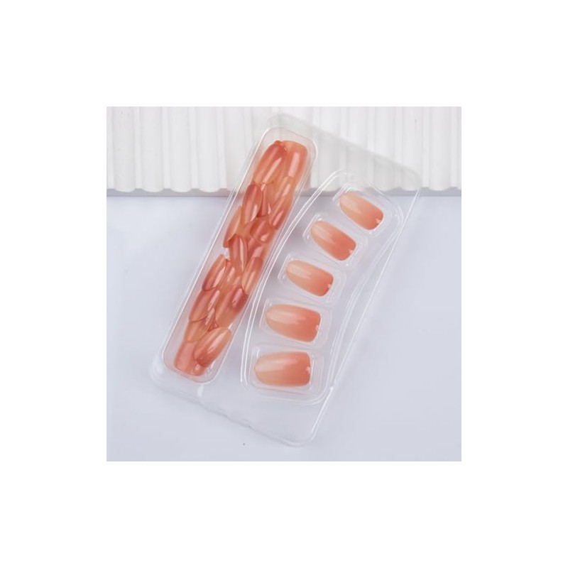 30 uñas postizas cortas ovaladas con degradado en degradado rosa