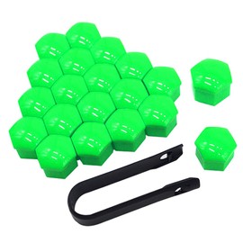 QitinDasen 20 Pieces 19 mm Car Wheel Nut Covers, Universal Car Hub Screw Cap, Hexagonal Tire Nut Cover with Removal Tool (Green)