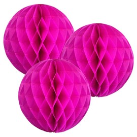 10"(25CM) Paper Honeycomb Balls (Pack of 3) Several Colours Available (Hot Pink)