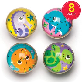 Baker Ross AR590 Sea Life Buddies Glitter Jet Bouncy Balls (Pack of 8) for Kids