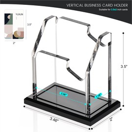 YUXUN Business Card Holder for Desk Vertical 1 Tier 1 Slot ,Black Acrylic Business Card Display Stand for Men & Women,Desktop Business Card Organizer for Office Home Exhibition, 50-60 Card Capacity