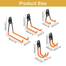 uxcell 10 Pack Garage Hooks, Heavy Duty Slat Wall Hooks, Garage Storage Hangers Shed Organizer for Garden, Lawn, Yard Tools, Chairs, Orange