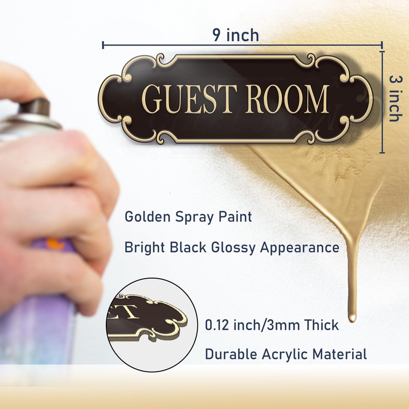 Library Sign 9x3 inch Spay Gold - Self-adhesive Signage for