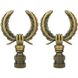 Royal Designs, Inc. Decorative Laurel Wreath Finial for Lamp Shade, Antique Brass - Pack of 2