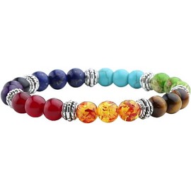 Natural Gemstone, 7 Chakra Beads Bracelet 8mm, Lucky Stone Yoga Beads Reiki Healing Crystals Beaded Stone, Elastic Bracelets.