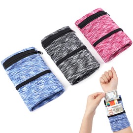 HAGOT 3 pieces zip wrist bag, sports gym basketball bracelets, absorbent wrist sweatbands, with zip bag, for handball, football, tennis