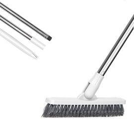 LandHope Grout Brush with Long Handle 50inches Grout Cleaner for Tile Floors Crevice Floor Scrub Brush 120° Rotatable Bathtub Clean Tool Grout Scrubber Indoor Kitchen Shower for Hard to Reach Areas
