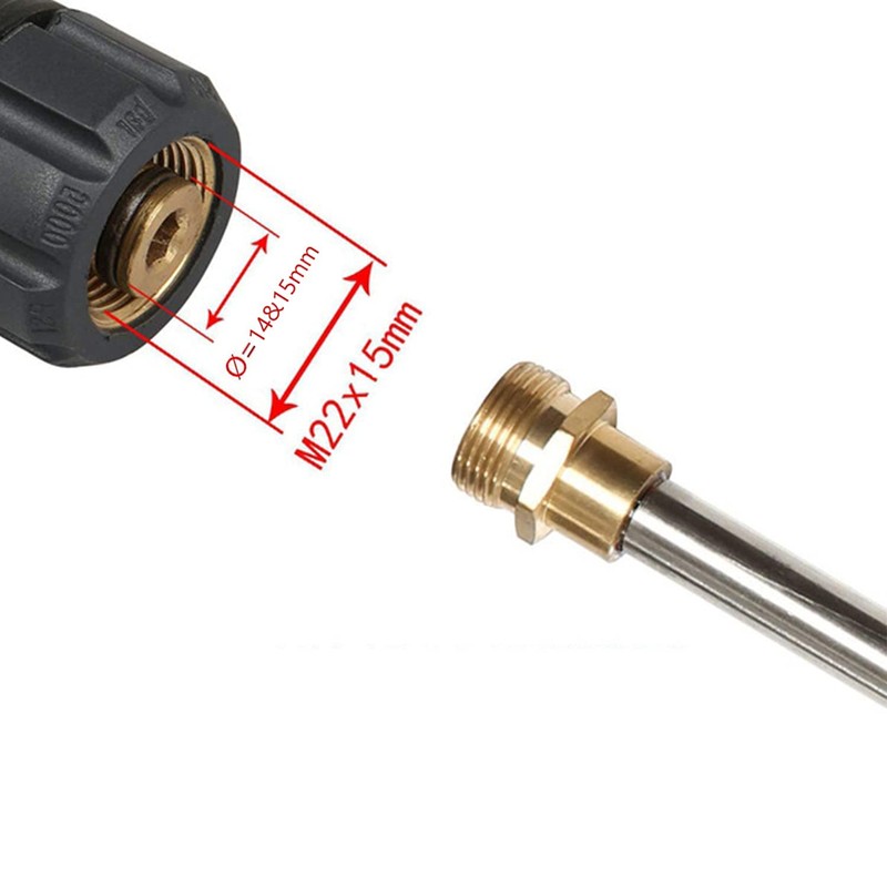 5000PSI Pressure Washer Adapter, Metric M22 15mm Female Thread to