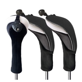 Golf Club Head Covers Woods Hybrids Value 3/4 Pack, Headcovers Men Women 3 5 7 X with Interchangeable Number Tag Fit All Wood Hybrid Clubs (Black-3 Pack Hybrid Cover)