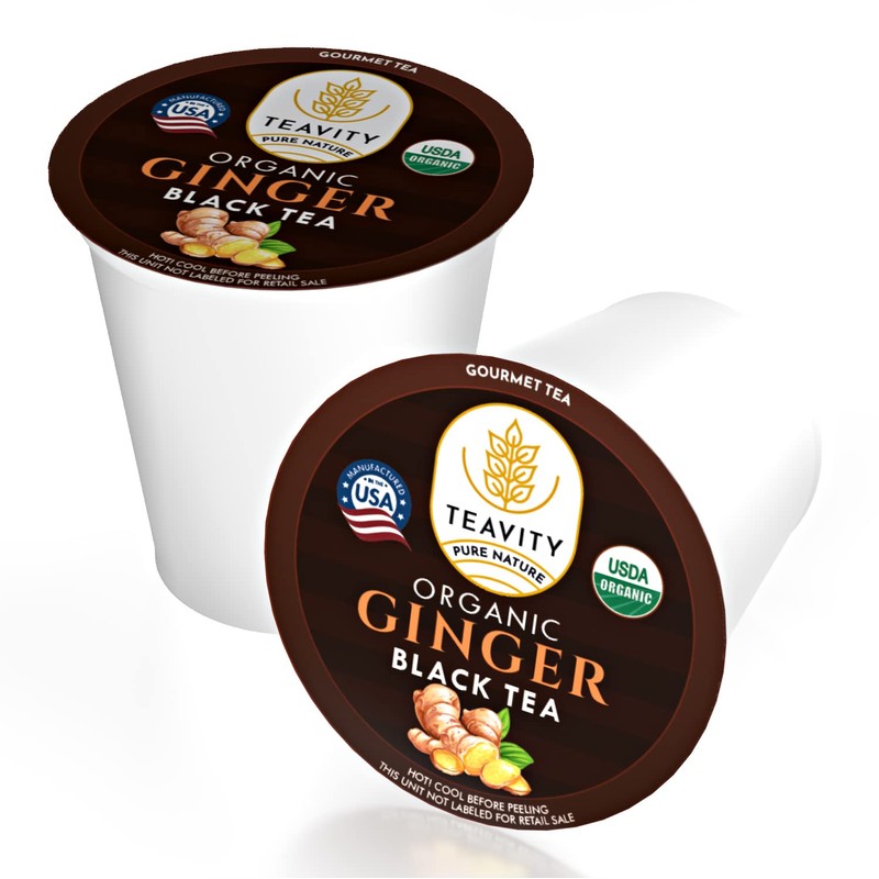 Organic Ginger Tea Pods for Keurig with Unsweet Black Tea
