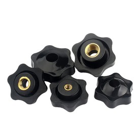 SHULLIN Star Grip Nuts M4 Clamping Knob Star Handle Knurled Nut Black Plastic Grip Nuts Knurled Grip Nuts M4 25 mm Star Head for Mechanical Industry Electronic Crops, Pack of 20