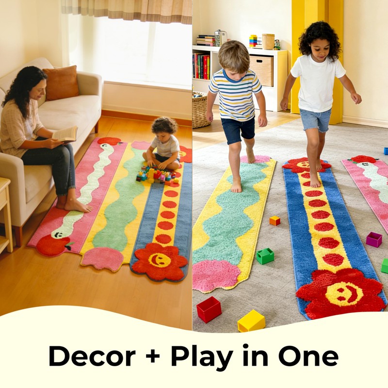 Modular Play Rug Set, 3-Piece Washable Area Rug, Soft Interactive