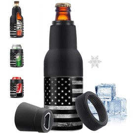 Stepstall - Enfriador de latas de cerveza con abridor de cerveza, diseño 4 en 1, aisladores de botellas de cerveza de lata delgada, aisla...