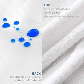 Waterproof Pillow Protector Queen Size with Zipper, Premium Viscose Made from Bamboo Terry White Pillow Cases, Noiseless Breathable Zippered Pillow cover Encasement, Set of 2