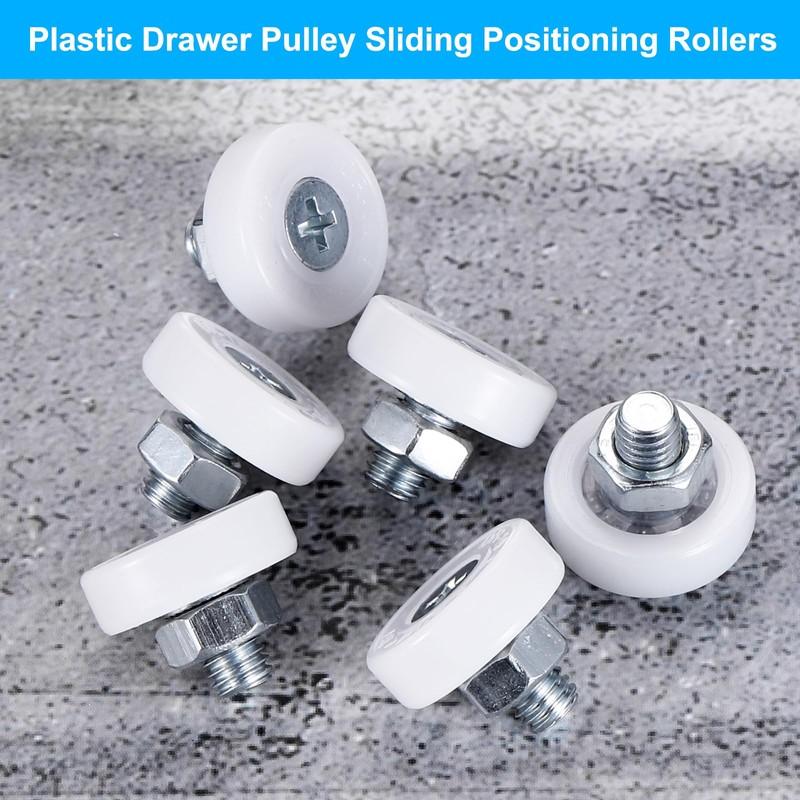 uxcell 6 Pack Drawer Rollers, 19mm Plastic Drawer Pulley Sliding