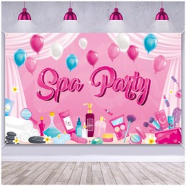 Konsait Spa Party Decorations, Spa Party Banner Backdrop Spa Birthday Party Supplies Photo Background Banner Makeup Party Decorations Slumber Party Supplies for Girls Women 73 X 43 Inches