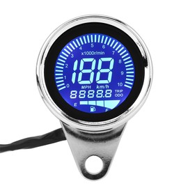 Universal Motorcycle Digital LED LCD Speedometer Tachometer Speed Gauge Retro Chrome