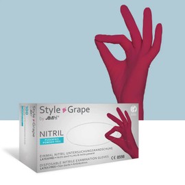 AMPri Med-Comfort Grape Nitrile Gloves, Burgundy, Red, Pack of 100 / Box, Size XL, Powder-Free, Style Grape by Med-Comfort: Nitrile Disposable Gloves, Disposable Gloves in Sizes XS, S, M, L, XL