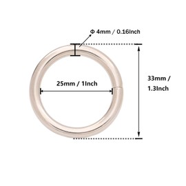 BIKICOCO 1'' Metal O-Ring Buckle Connector Round Loops Non Welded for Bags Webbing Purse and Belt Straps, Silver, Pack of 30