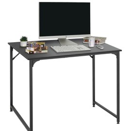 35" Computer Desk Gaming Desk Multi-Function Writing Table Student Art Modren Simple Style PC Wood and Metal Desk Workstation, Black