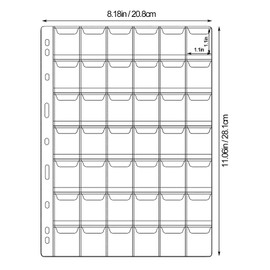 42-Pocket Coin Pages for Collectors, Standard 9-Hole Coin Collection Pages fit Most Binder, Coin Collecting Supplies, Coin Sleeves for Stamp, Badges etc
