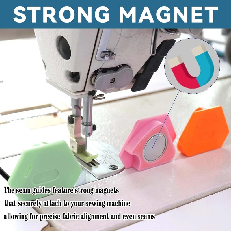 BRIOTA 3PCS Magnetic Seam Guide for Sewing Machine, Anti-Curl for