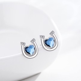 Horseshoe Earrings 925 Sterling Silver Hypoallergenic Stud Earrings Horseshoe Jewelry Gifts for Women Sensitive Ears