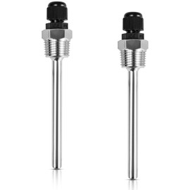 NISENTIA Pack of 2 Immersion Sleeve 1/2, 8 x 100 mm Stainless Steel Diving Sleeve 1/2 Inch Thread Thermowell Immersion Sleeves for Temperature Sensors Immersion Protection Tubes for Thermocouples