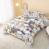 QOOMO Kawaii Cat Comforter Queen Size,Cats Comforter Set for Kids