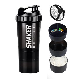 16OZ Botella para Proteina de Coctelera, vaso shaker para proteina Negro