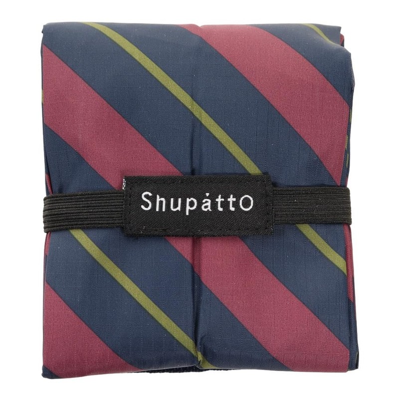マーナ(MARNA) Shupatto (シュパット) コンパクトバッグ Drop (ドロップ) 斜ストライプ 縦型 しずく 一気ににたためるエコバッグ