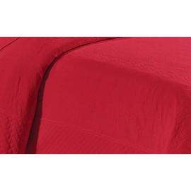 Home Linen 3 Piece King/California King Over Size Embossed Solid Red Coverlet Bedspread New # Veronica