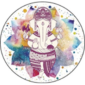 Beautiful Watercolor Ombre of Hindu God Ganesha Illustration #2 - Pastel Tones Vinyl Sticker (Border Included Around Image As Shown) (2" Wide)