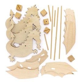 Baker Ross FE240 Dragon Windmill Wooden Craft Set - Pack of 3, Wind Wheel Crafts for Children, Children's Birthday Parties or Nursery