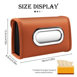 DOAGEAS Car Tissue Holder, Rectangle Tissue Box Cover in Car, PU Leather Backseat Napki Holder Organizer Fit for 100-155mm Tissues Seat Back Tissue Organizers for Universal Vehicle (Brown)
