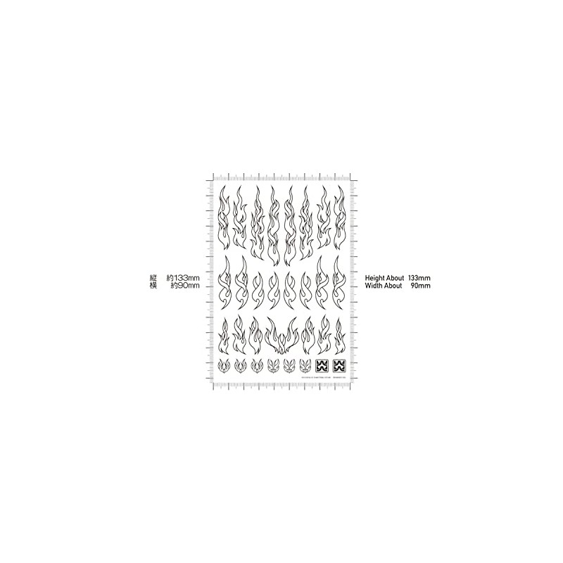 Hikyu Parts Fire Tribal Decal Outline Gold 1 Piece Plastic