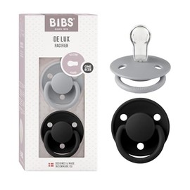 BIBS Chupones De Lux Pack de 2, Tetina de silicón, Talle único, Color Cloud/Black, Hecho en Dinamarca