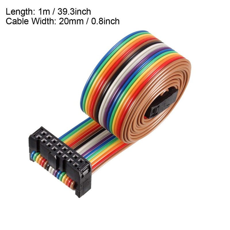 sourcing map IDC Rainbow Wire Ribbon Cable 16P A-Type FC/FC