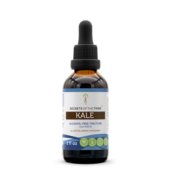 Secrets of the Tribe Kale Tincture Alcohol-Free Extract, Wildcrafted Kale (Brassica oleracea VAR Acephala) Dried Leaf (2 Fl Oz)