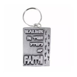 1 7/8TH PEWTER FOOTPRINTS IN THE SAND FAITH KEY CHAIN STEPS OF FAITH
