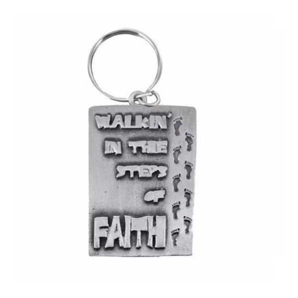 1 7/8TH PEWTER FOOTPRINTS IN THE SAND FAITH KEY CHAIN