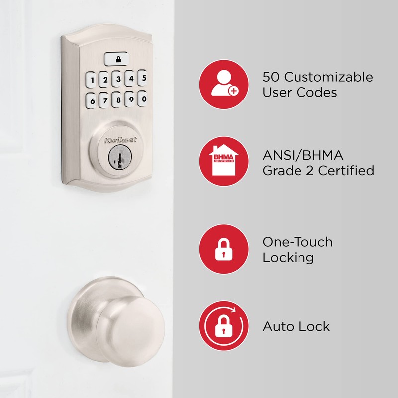 Kwikset SmartCode 260 Keyless Electronic Keypad Deadbolt, Microban Protected Keypad,